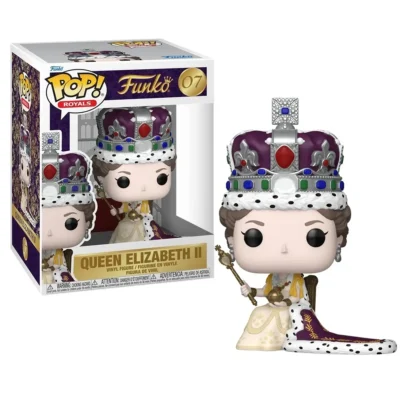 Figura in vinile della Regina Elisabetta II in abito da incoronazione della linea Pop Royals con scatola originale