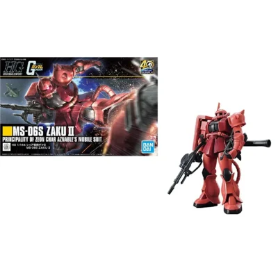 Modello da assemblare Gunpla HGUC in scala 1/144 del MS-06S Zaku II di Char Aznable con scatola originale