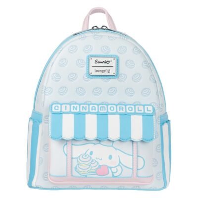 Mini Backpack Loungefly "Exclusive" di Cinnamoroll, personaggio Sanrio Hello Kitty, con dettagli celesti e bianchi, perfetto per fan e collezionisti.