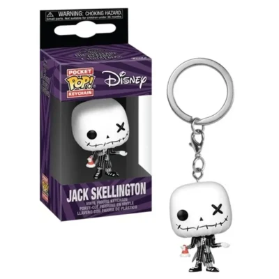 Portachiavi Funko Pocket Pop di Jack Skellington in versione Patchwork dal film Nightmare Before Christmas con scatola