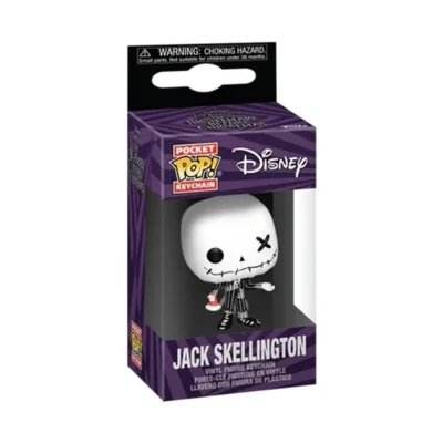 Portachiavi Funko Pocket Pop di Jack Skellington in versione Patchwork dal film Nightmare Before Christmas con scatola