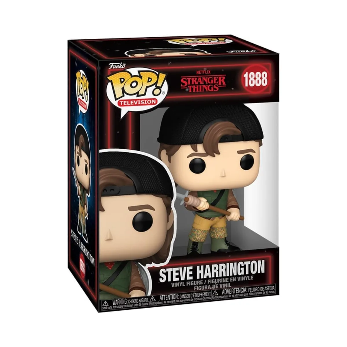 Funko Pop Steve Harrington Stranger Things N° 1888 Confezione window box del Funko Pop Steve Harrington di Stranger Things numero 1888