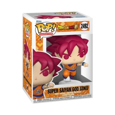 Confezione window box del Funko Pop Super Saiyan God Goku di Dragon Ball numero 2492