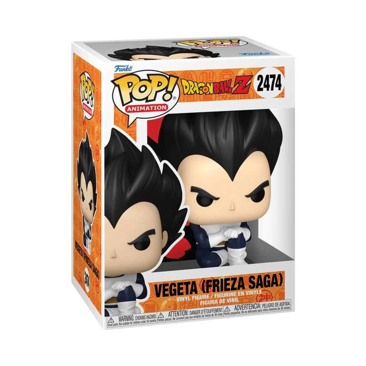 Funko Pop Vegeta Frieza Saga Dragon Ball N° 2474 Confezione window box del Funko Pop Vegeta di Dragon Ball numero 2474