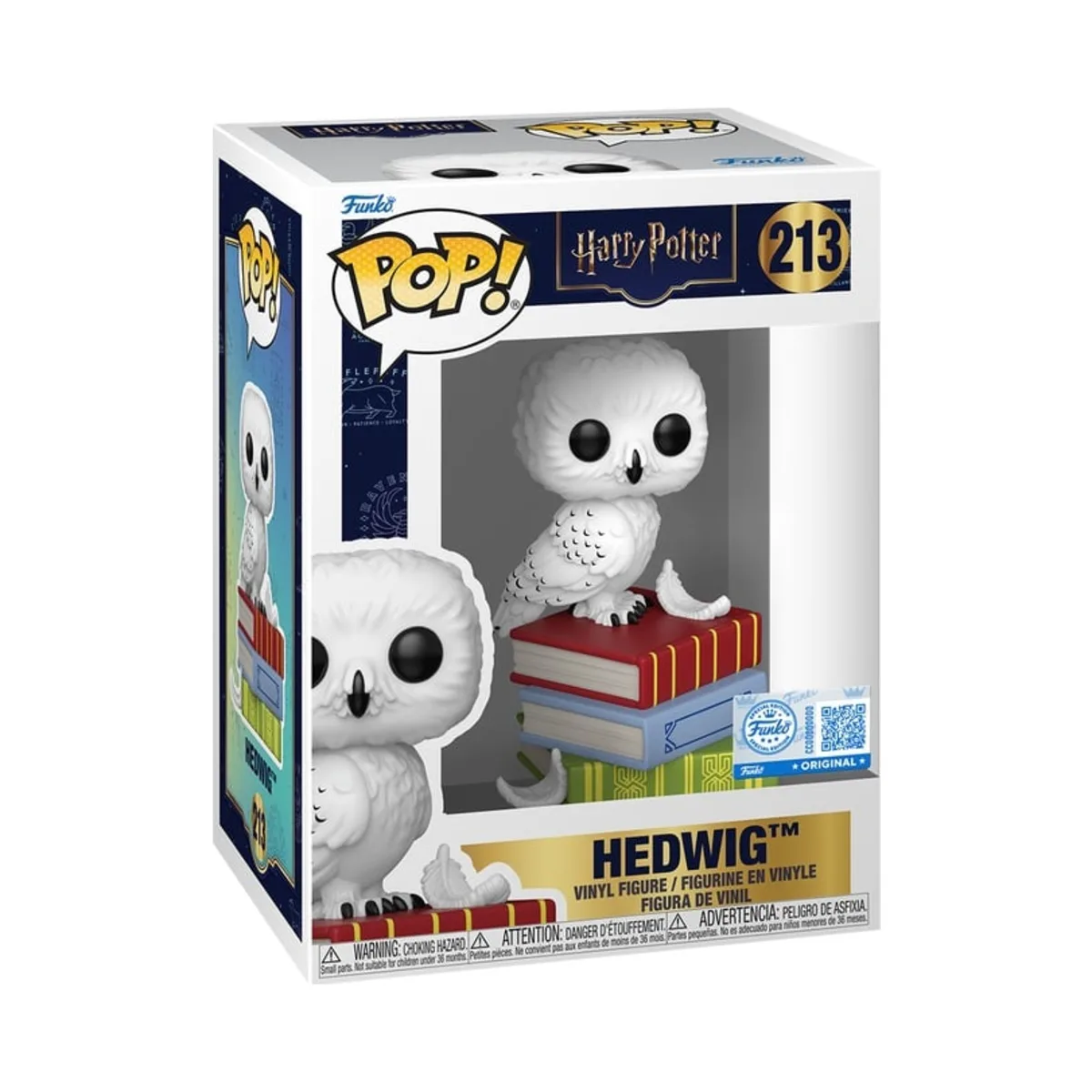 Funko Pop Hedwig on Books Harry Potter N° 213 Confezione window box del Funko Pop Hedwig on Books di Harry Potter numero 213