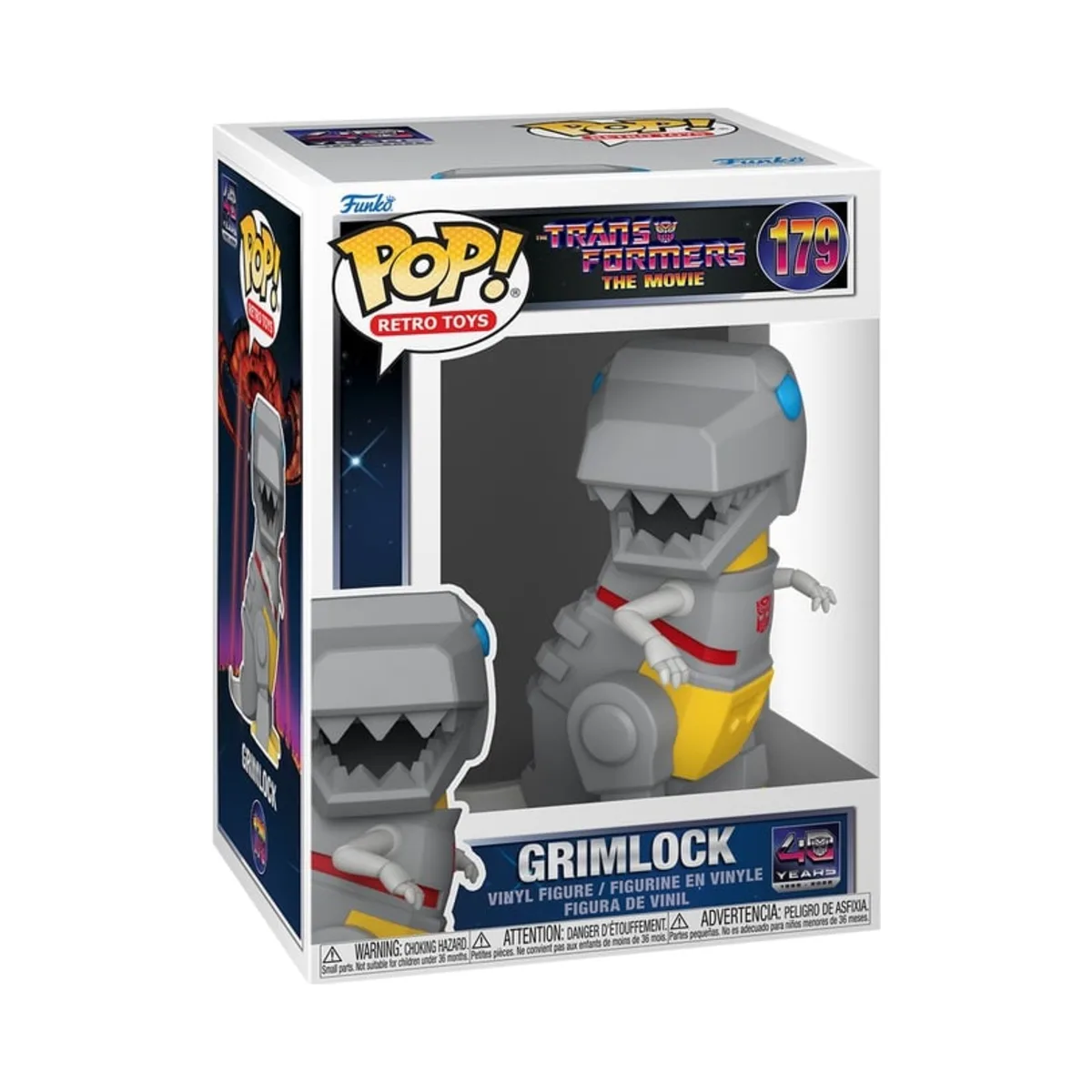 Funko Pop Grimlock Retro Toys Transformers N° 179 Confezione window box del Funko Pop Grimlock di Transformers numero 179