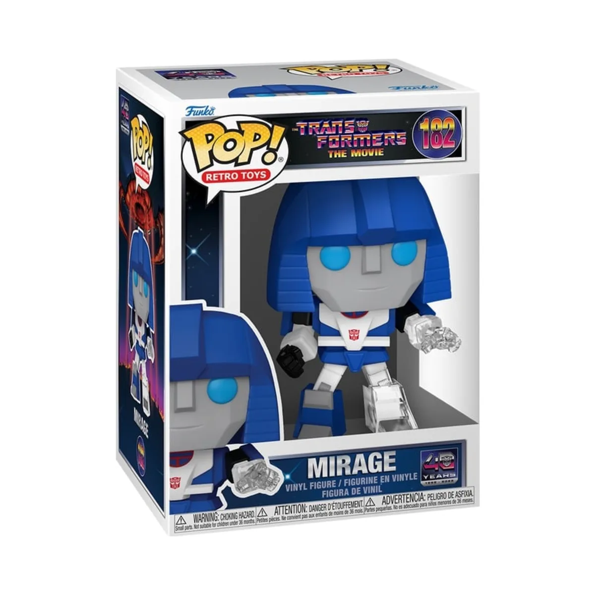 Funko Pop Mirage Transformers N° 182 Confezione window box del Funko Pop Mirage di Transformers numero 182