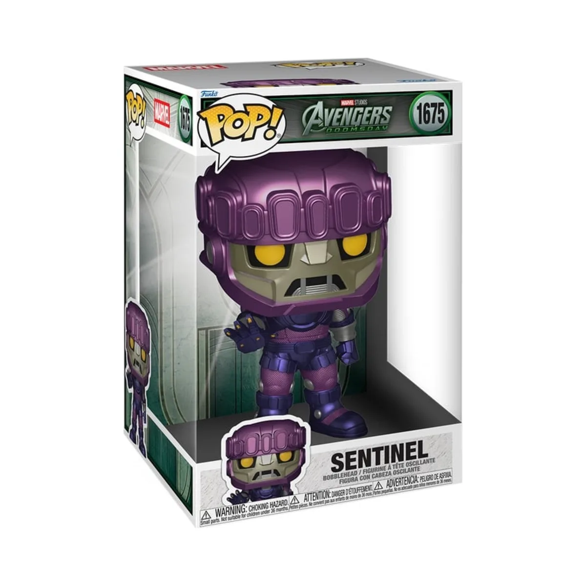 Funko Pop Sentinel The Avengers Marvel Super N° 1675 Confezione window box del Funko Pop Sentinel di Marvel numero 1675