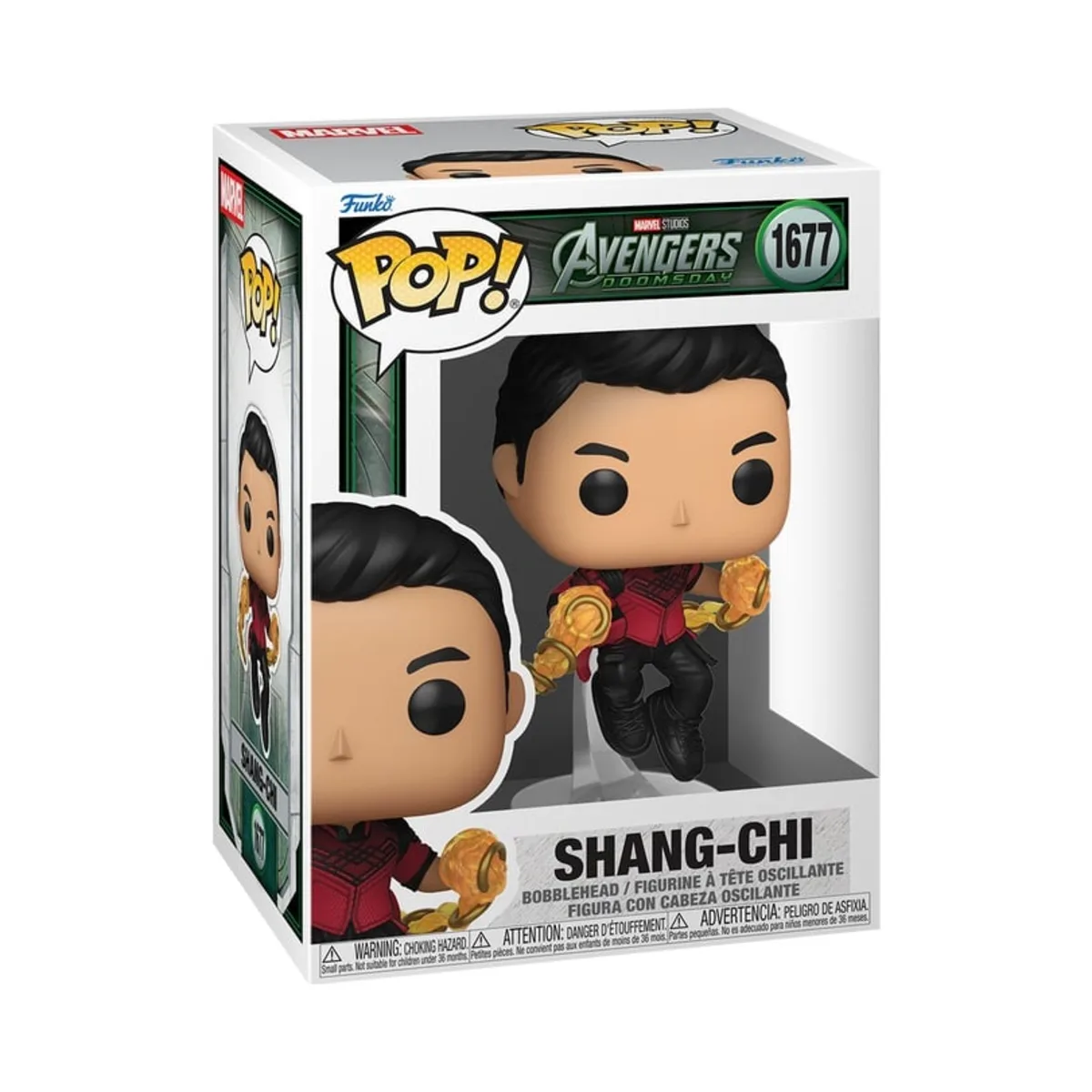 Funko Pop Shang-Chi Avengers Doomsday Marvel N° 1677 Confezione window box del Funko Pop Shang-Chi di Marvel numero 1677
