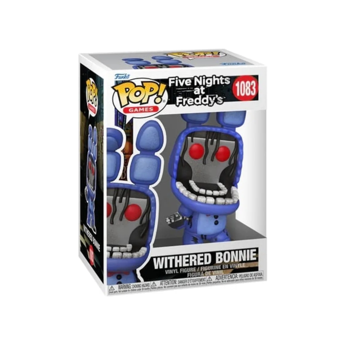 Funko Pop Withered Bonnie Five Nights at Freddy N° 1083 Confezione window box del Funko Pop Withered Bonnie di Five Nights at Freddy numero 1083